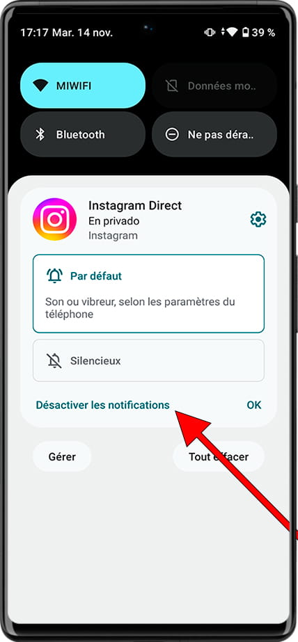 Désactiver les notifications Android