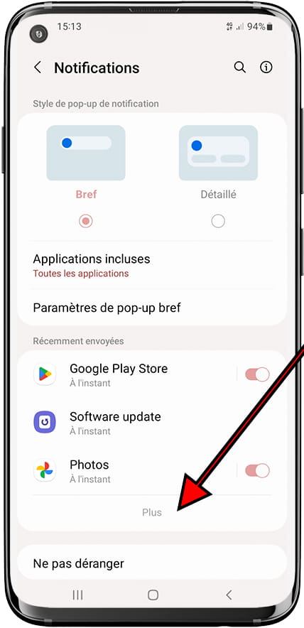 Toutes les applications notifications Samsung