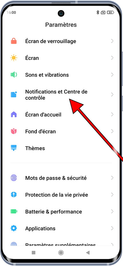 Notifications et centre de contrôle Xiaomi