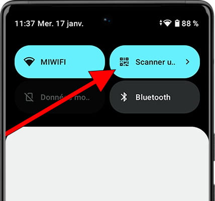 Scanner le code QR à partir du panneau rapide Android