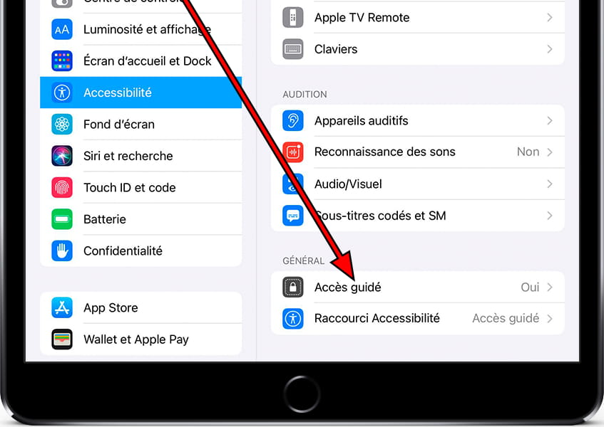 Paramètres d'accessibilité iOS