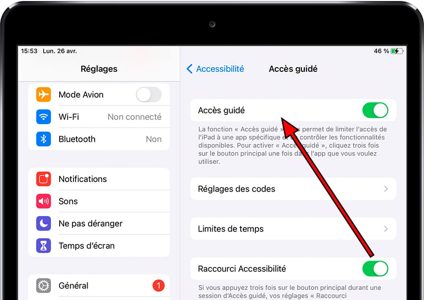Activer l'accès guidé