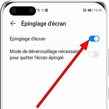 Activer épinglage d'écran Android