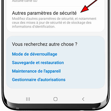 Menu avancé Samsung