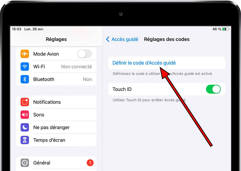 Paramètres du code d'accès guidé
