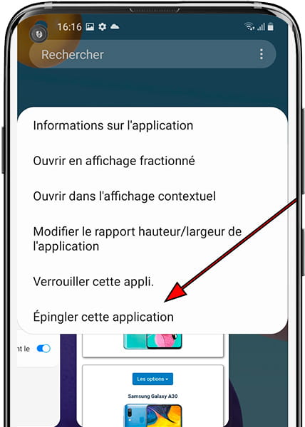 Paramètres de l'application Samsung