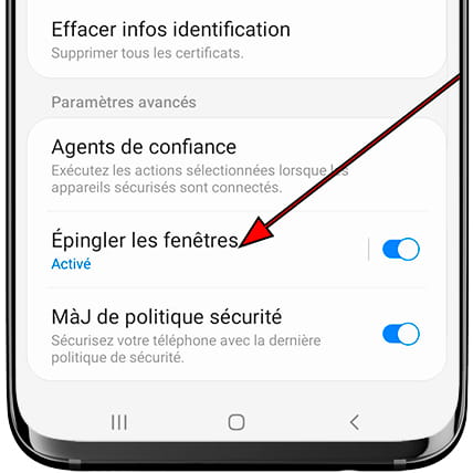 Épinglage d'écran Samsung