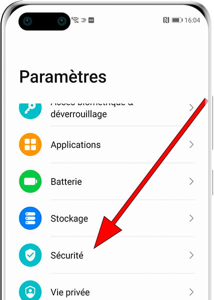 Paramètres de sécurité Android