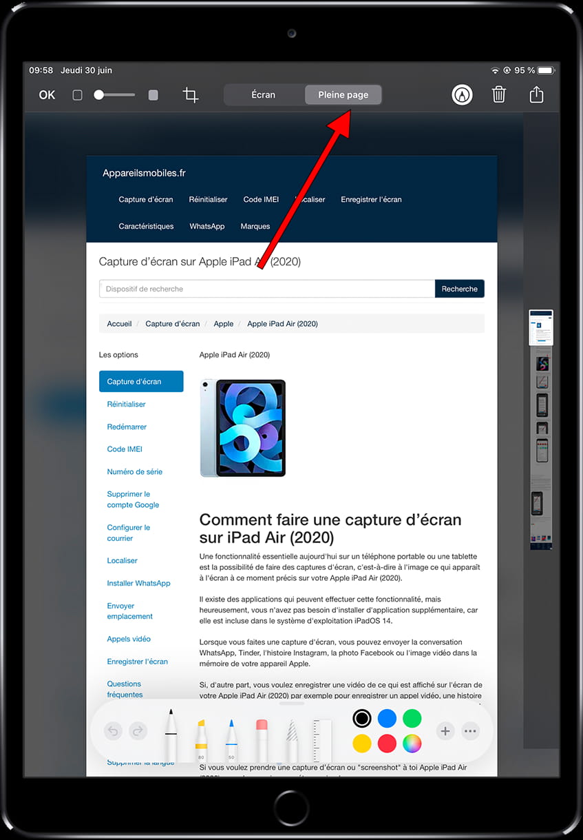 Capturer une page complète dans Apple iPad 3 Wi-Fi