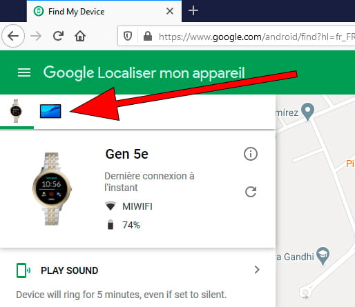Changer d'appareil dans Google