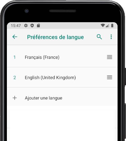 Préférences langue Android