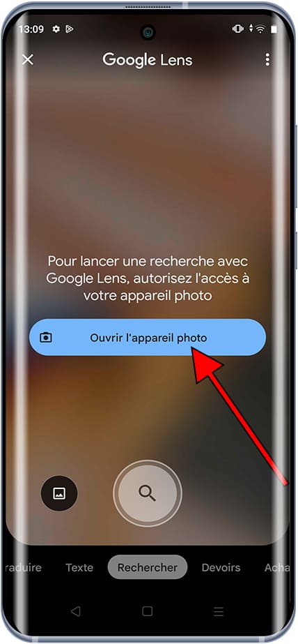 Google Lens a besoin des autorisations de l'appareil photo
