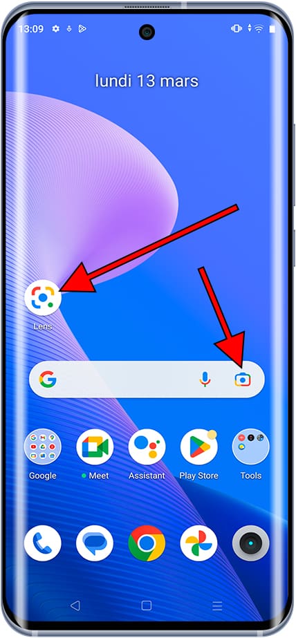 Application Google Lens et widget Google