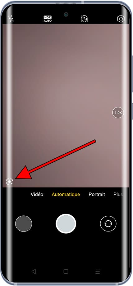 Icône Google Lens sur l'appareil photo