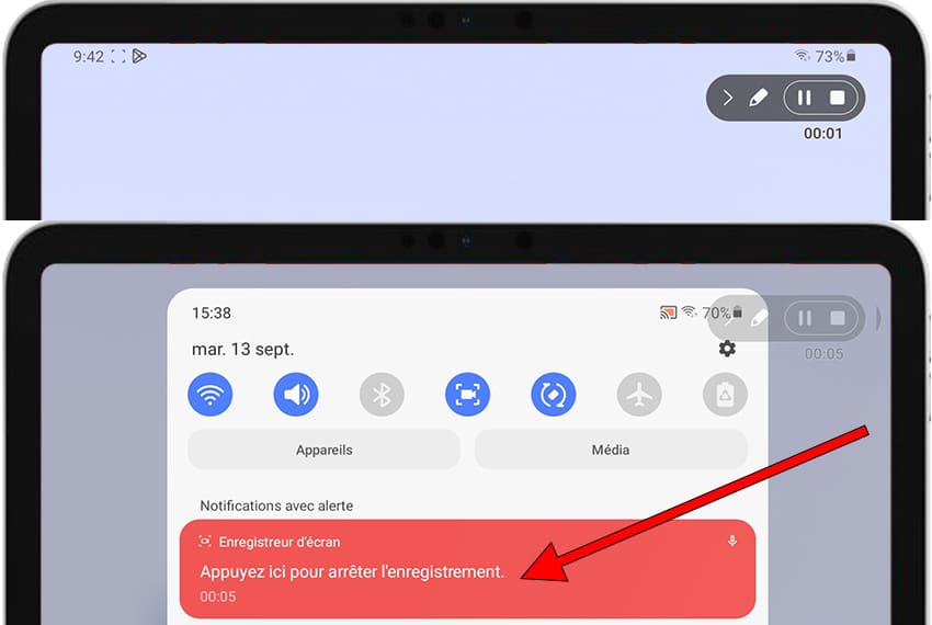 Arrêter l'enregistrement d'écran Galaxy Tab Advanced2 Wi-Fi