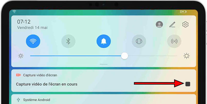 Arrêter l'enregistrement d'écran MatePad 12 X