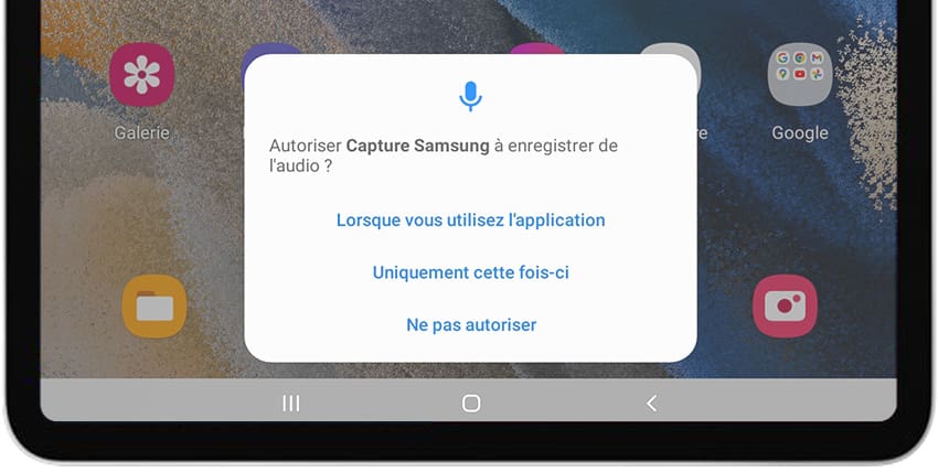 Autoriser la capture pour enregistrer de l'audio