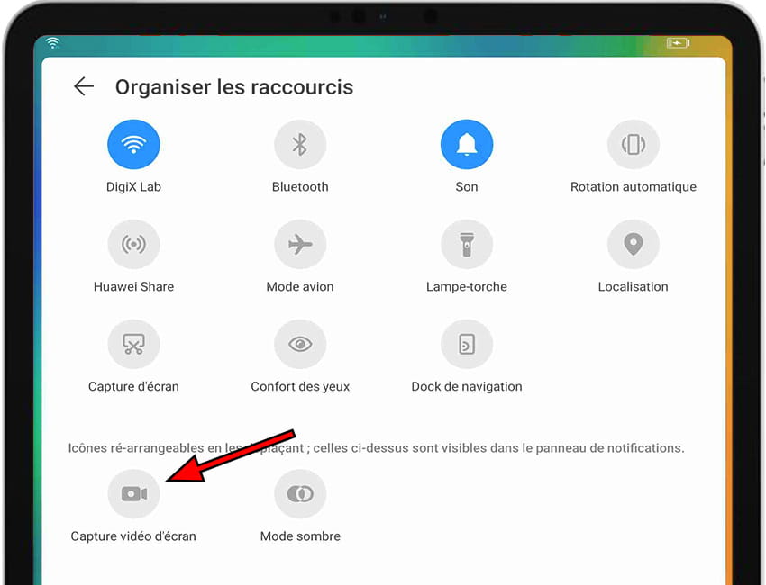 Modifier le panneau rapide MatePad 12 X