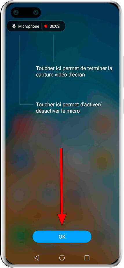Écran d'enregistrement du message final Huawei