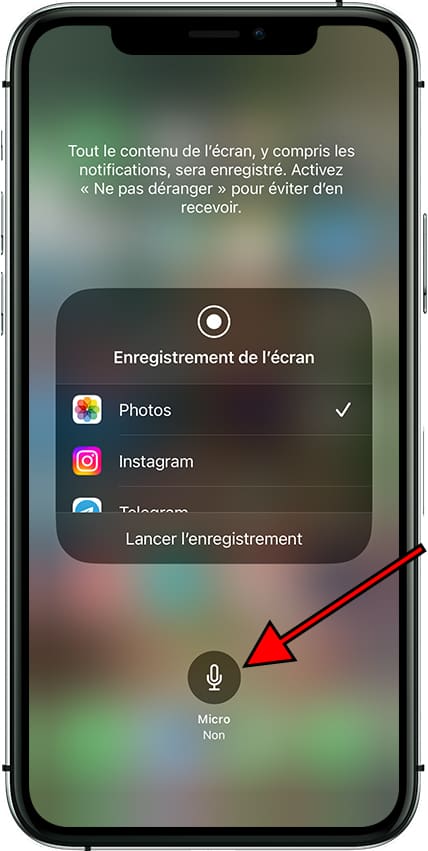 Activer le microphone d'enregistrement d'écran
