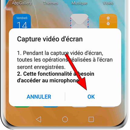 Enregistrer le message d'autorisation Microphone Huawei