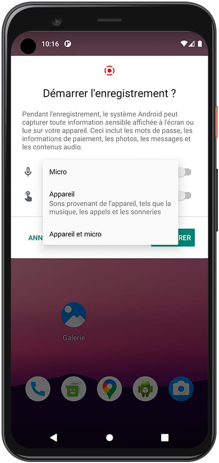 Enregistrer le message sur l'écran Android Magno Mini
