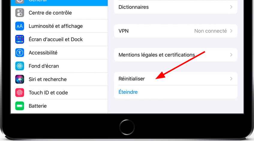Réinitialiser iOS