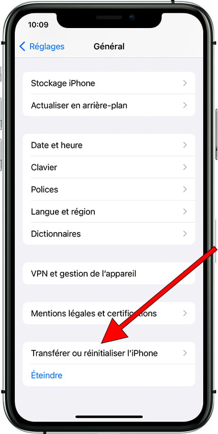 Réinitialiser iOS