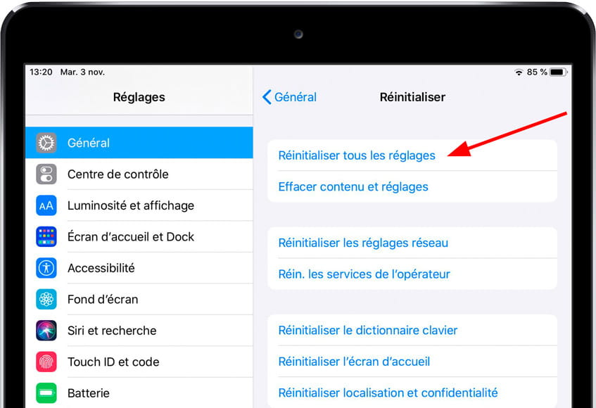Réinitialiser iOS