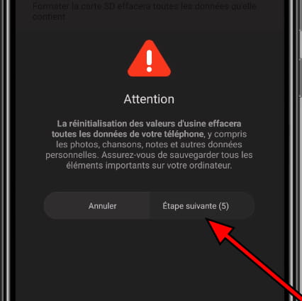 Réinitialiser le téléphone Android