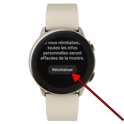 Confirmer réinitialiser Galaxy Watch