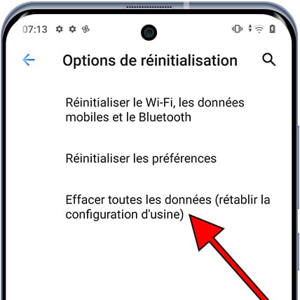 Effacer toutes les données Android