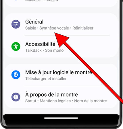 Paramètres généraux Galaxy Watch