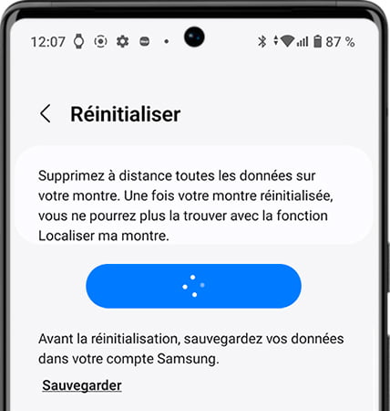 Réinitialisation de la Galaxy Watch