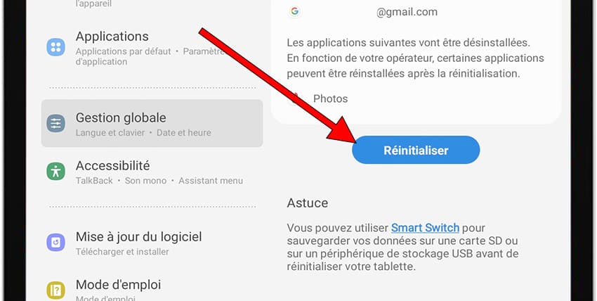 Réinitialiser