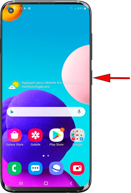Appuyez sur le bouton d'alimentation Samsung