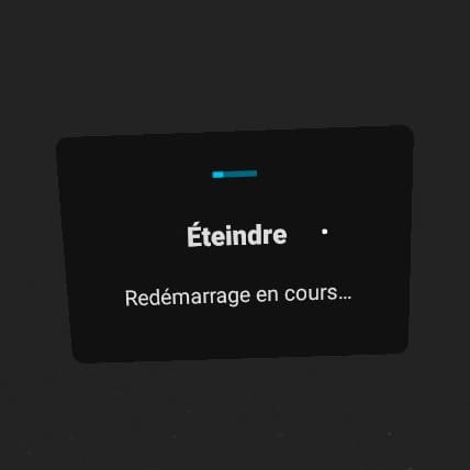 Écran de redémarrage d'Oculus