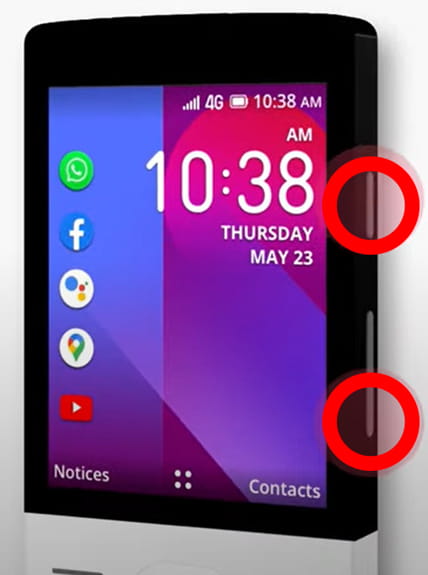 Capture d'écran avec les boutons de volume KaiOS