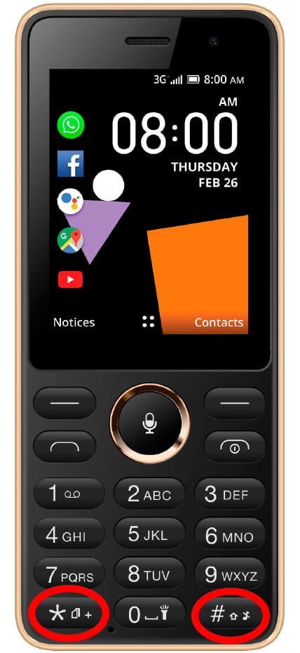 Capture d'écran avec les boutons KaiOS