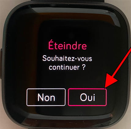 Confirmer l'arrêt du Fitbit
