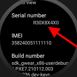 Numéro de série sur WearOS