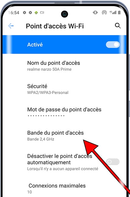 Bande point d'accès Android