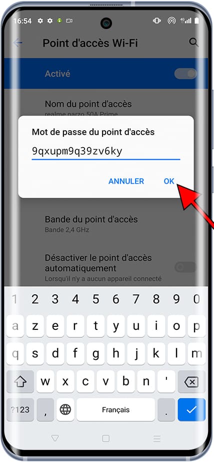 Modifier mot de passe du point d'accès Android