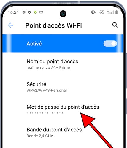 Mot de passe du point d'accès Android