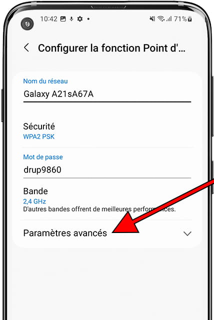 Mot de passe du point d'accès Android