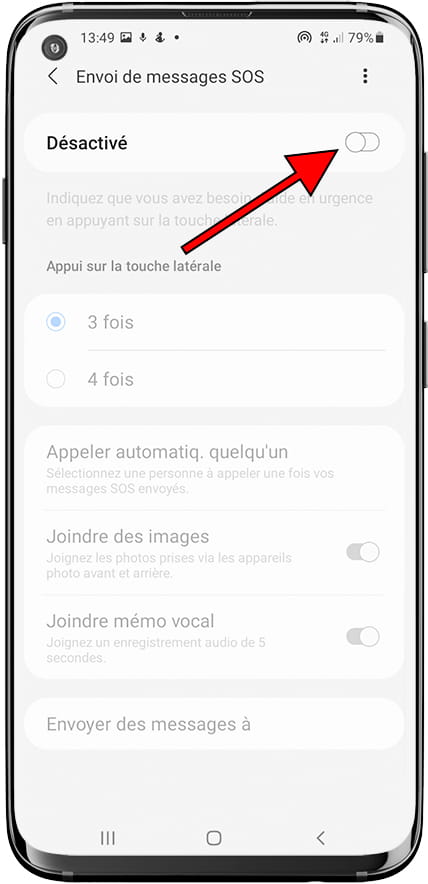 Activer les messages d'urgence Samsung