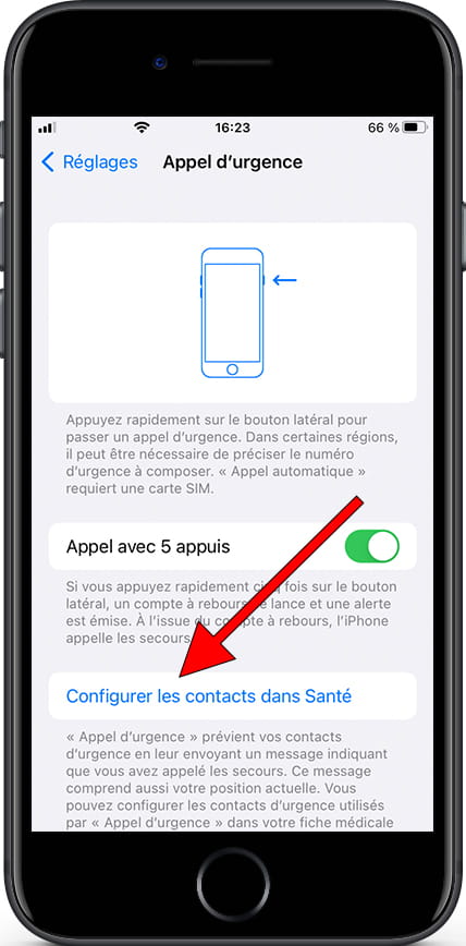 Définir les contacts d'urgence iPhone 8
