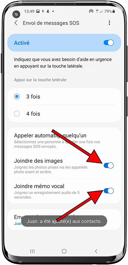 Joindre des images et audio d'urgence Samsung