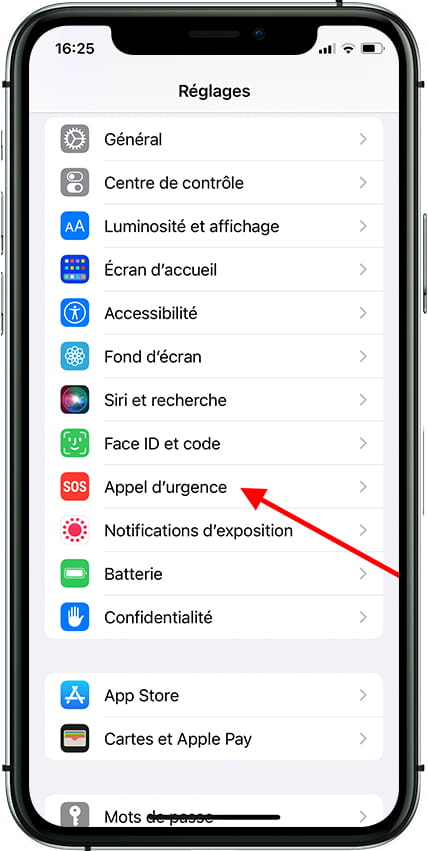 SOS urgence iPhone