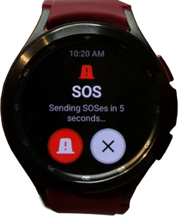 Envoi SOS en 5 secondes Galaxy Wearable